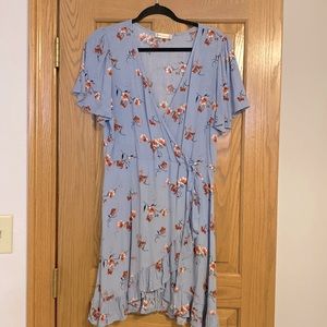 Women’s Blue Floral Wrap Dress